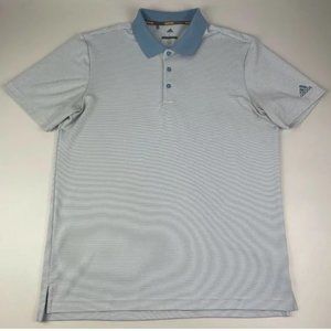 Adidas Golf Men's L Performance Polo Shirt Blue Striped Quick Dry Stretch